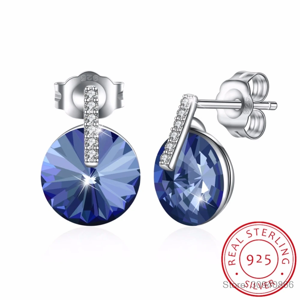 Серьги женские круглые из серебра 925 пробы с фианитами|Серьги-гвоздики| |