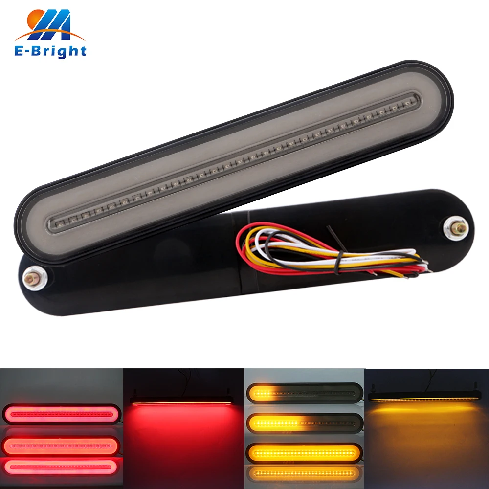 

2pcs 9-30V 3 in 1 ABS 2835 100 SMD Red&Amber Brake Light RV Trail Flash DRL trunk Car Auto Warning Driving Streamer Turn signal