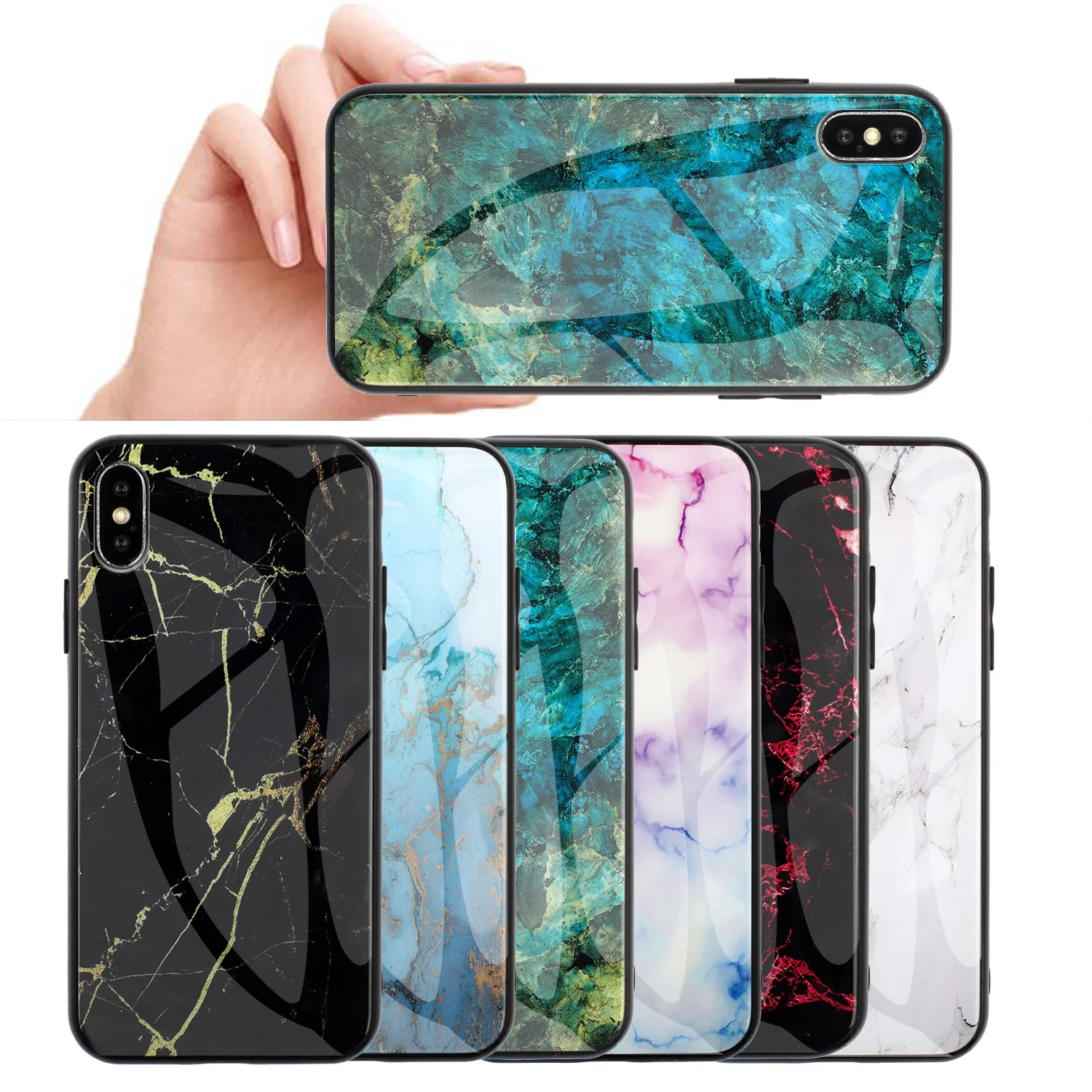 

KISSCASE Luxury Marble Phone Case For iPhone X XS MAX XR Case Tempered Protective Glass For iPhone Case 7 8 6 6S Marble Case #4