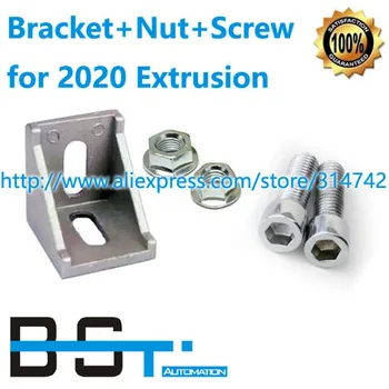

Free shipping 2020 aluminium profile accessories connector bracket + M5x8 Hexagon Screw + M5 Flange nut