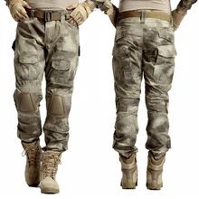 Камуфляжные охотничьи Тактические боевые штаны камуфляжные мужские брюки с наколенниками страйкбол Снайпер Пейнтбол военные армейские брюки BDU