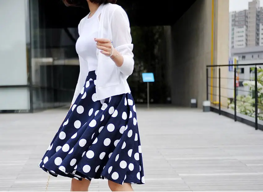 Летние женские повседневные винтажные юбки в горошек в стиле ретро, большие размеры 2XS-9XL, Saias Femininas Jupe