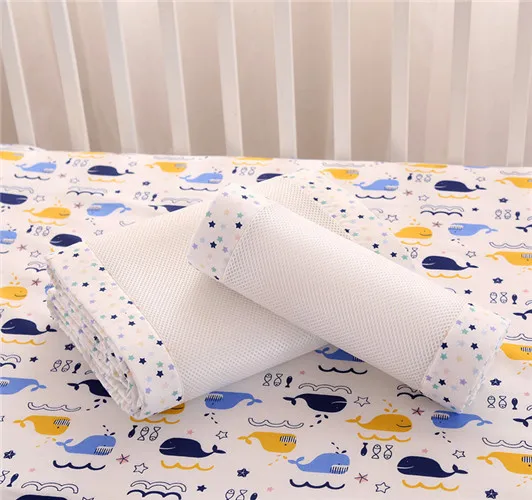 Дышащая сетка Детские кроватки бампер лайнер для летний для новорожденных бамперы столкновения доказательство дышащий забор - Цвет: Цвет: желтый