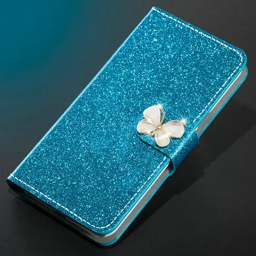 Блестящий чехол-подставка Dneilacc для zte Blade A6 A310 A330 A910 X9 L7 V9 A522 - Цвет: Blue butterfly