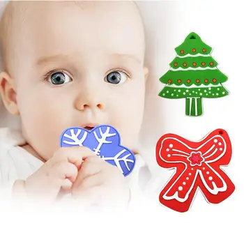 

1Pc Baby Teether Silicone Food Grade Silicone Snowflake Christmas Tree Bow Shape Teethers Baby Teething Nursing Baby Chew Toys