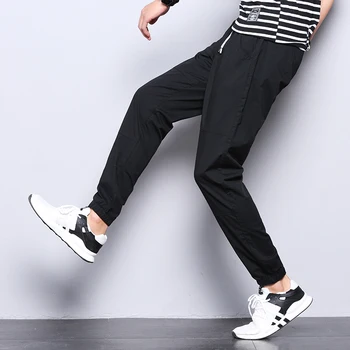 

Jantour 2019 Spring Summer Casual Pants Men fashion Brand High Quality Work Pants Slim Fit Cotton jogging Lace Trousers Male