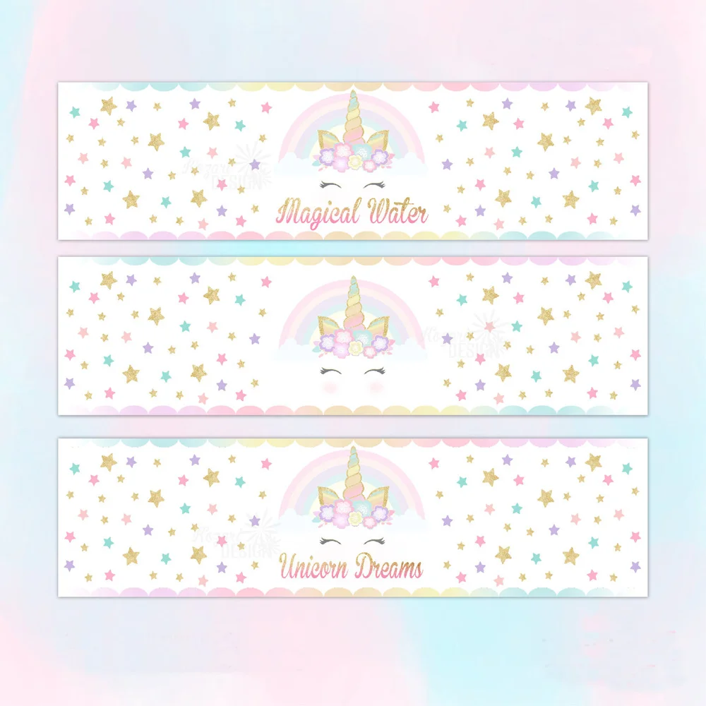 Customized Personalized Unicorn Water Bottle Labels Unicorn Party Decor Printable Water Bottle Labels Party Diy Decorations Aliexpress