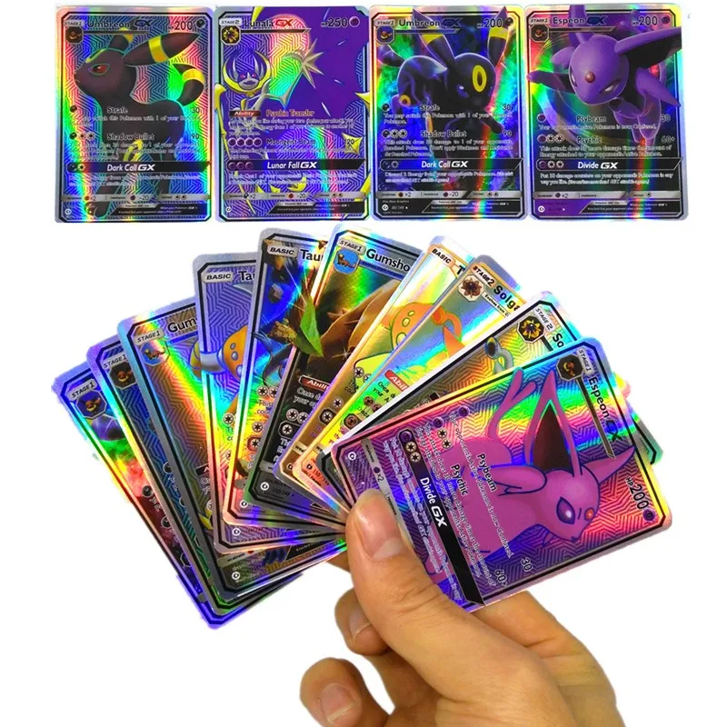 funny 200 Pcs GX 25 50 100pcs MEGA Shining Cards Game Battle Carte Trading Cards Game Children Pokemons Toy