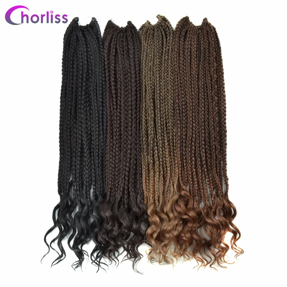 

18Inches Box Braid Hair Crochet Braids Chorliss African Hair Extensions Black Ombre Light Brown Synthetic Braiding Hair Bulk 83g