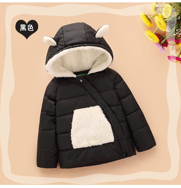 Осенне-зимняя куртка в корейском стиле для мальчиков и девочек куртка с капюшоном куртка для маленьких детей пуховое пальто для девочек с кроликом