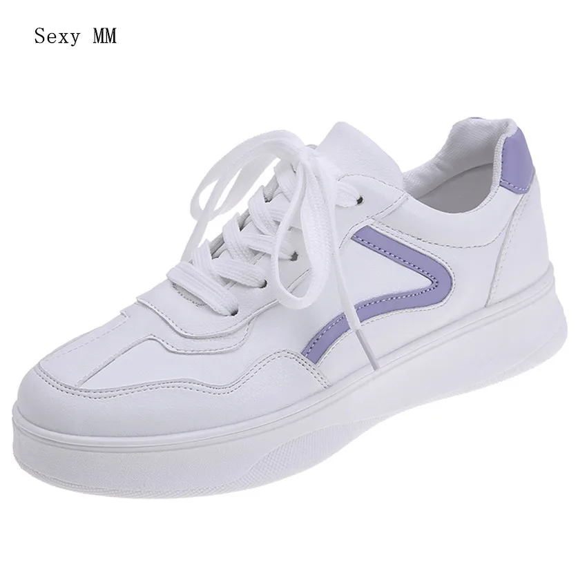

PU Leather Flats Women Trainers Breathable Lace-Up Shoes Woman Casual Skate Walking Flat Shoes Zapatillas Mujer