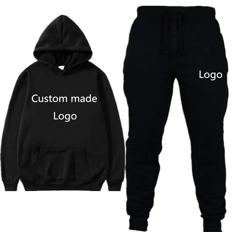 

Xijun Fashion Brand 2019 Hoodies and Joggers Men's sets Hip Hop Sportswear Long Pants Custom made Logo Drop shipping