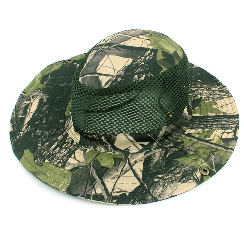 Sombrero de sol de camuflaje de ala ancha para pesca al aire libre unisex Negro Sombrero de sol de camuflaje de ala ancha para pesca al aire libre unisex Negro