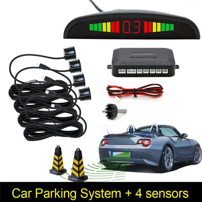 

All Cars Reverse Assistance Backup Radar Monitor System Car LED Parking Sensor Kit Display 4 Sensors 22mm 12V High Quality