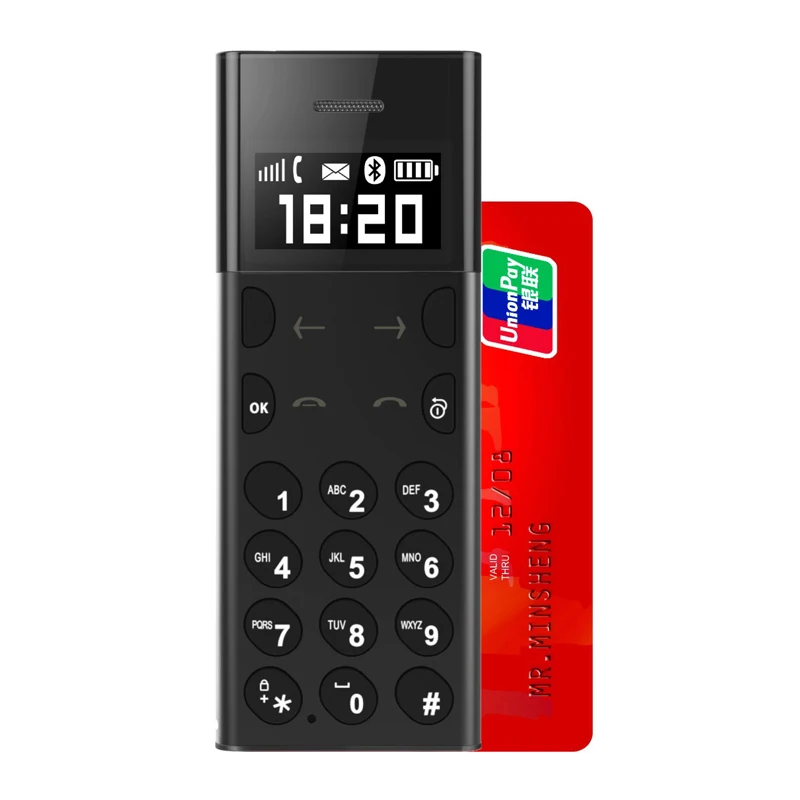 AEKU A5 ультра тонкий металлический корпус карты телефон для студентов детей старый мужчина беременных женщин Bluetooth Dialer MP3 плеер