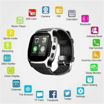 

2019 New T8 Sports Smart Watch LBS Tracker Android Wear Bluetooth Pedometer Motherboard 60D Camera SIM Phone Mate Android iOS