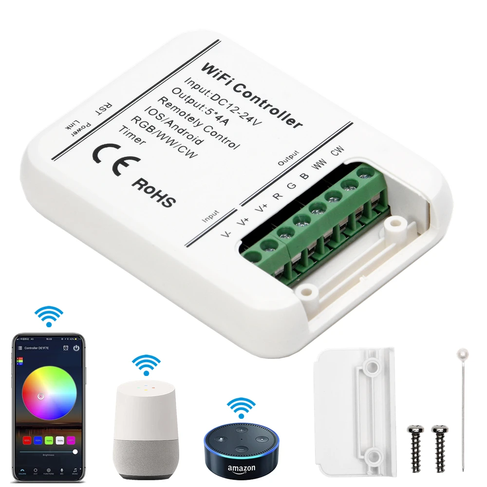 Skup DC12 24V WIFI RGB wtc doprowadziły kontroler pasek światła pilot do muzyki kontrola aplikacji na smartfony Amazon Alexa Google domu sterowanie głosem