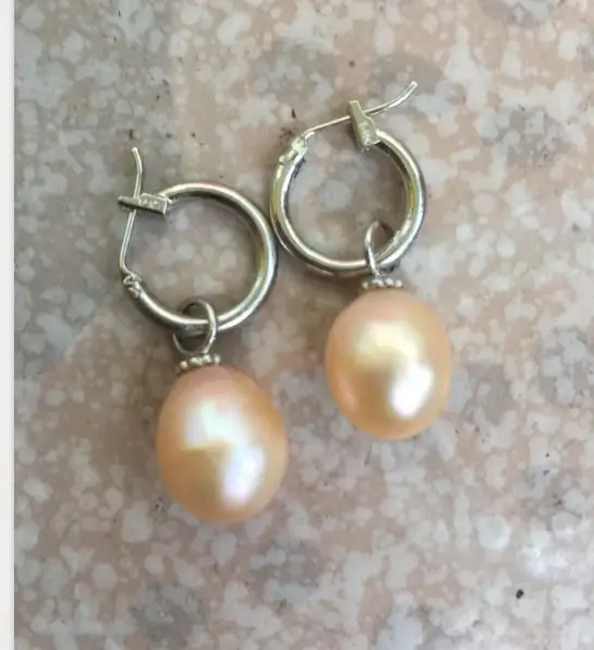 

charming11-12mm baroque south sea gold pink pearl earring