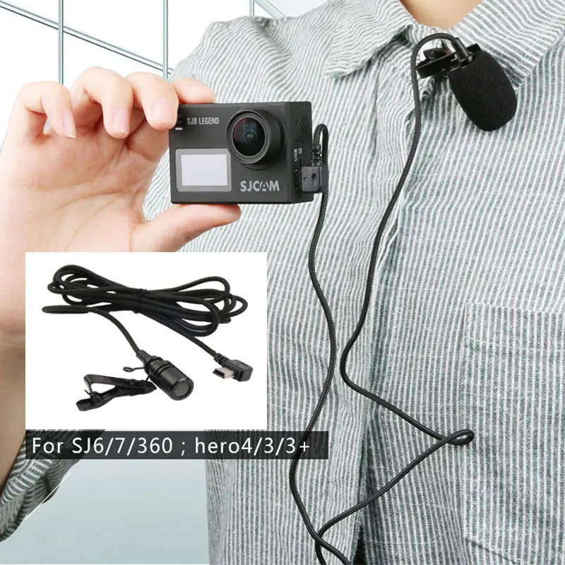 Петличный микрофон для SJ6 LEGEND SJ7 STAR SJ360 Gopro Hero 4/3 +/3 внешний металлический зажим