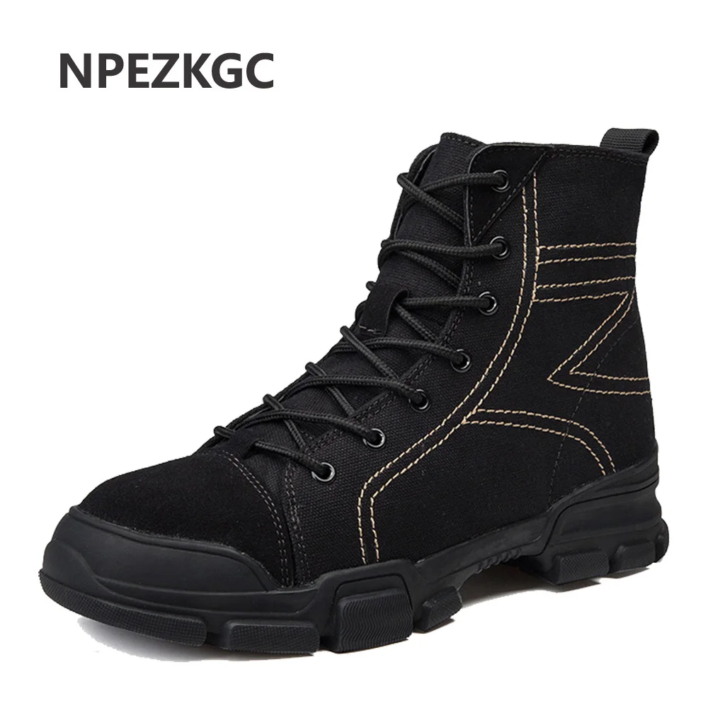 

NPEZKGC Spring Men Military Boot Black Breathable Canvas Ultra light Desert Shoes Mens Combat Ankle Tactical Army Boots