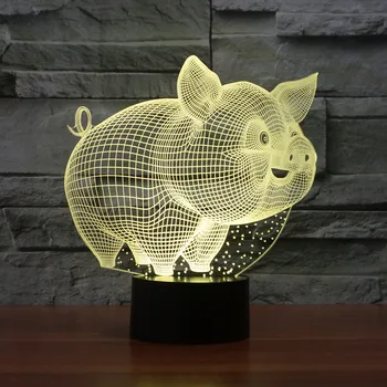 

[Seven Neon]Free shipping cute pig shape Acrylic 7Colors Desk Lamp 3D Lamp Novelty gift Led Night Light Millennium Falcon Light