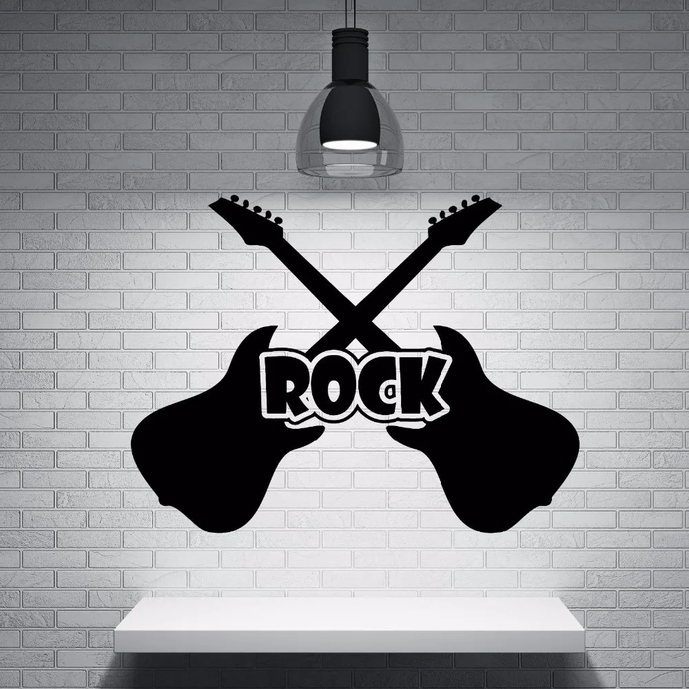 Guitar Wall Decal Vinyl Rock And Roll Guitar Instrument Wall Sticker