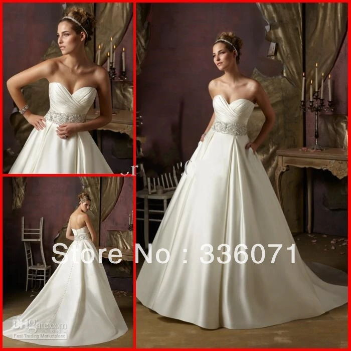 designer Free Shipping A-Line Retro Beading Crystal Beaded Ivory Embroidery on Duchess Satin wedding dresses bride dress HSXD370 | Свадьбы и