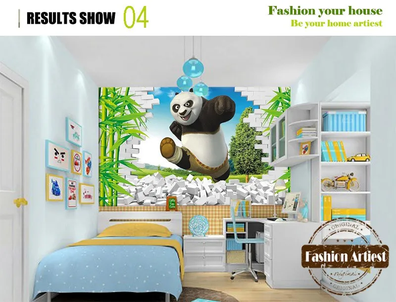 Us 2099 Custom 3d Kids Boys Cartoon Wallpaper Mural Kongfu Panda In Bamboo Forest Tv Sofa Children Bedroom Living Room Background In Wallpapers