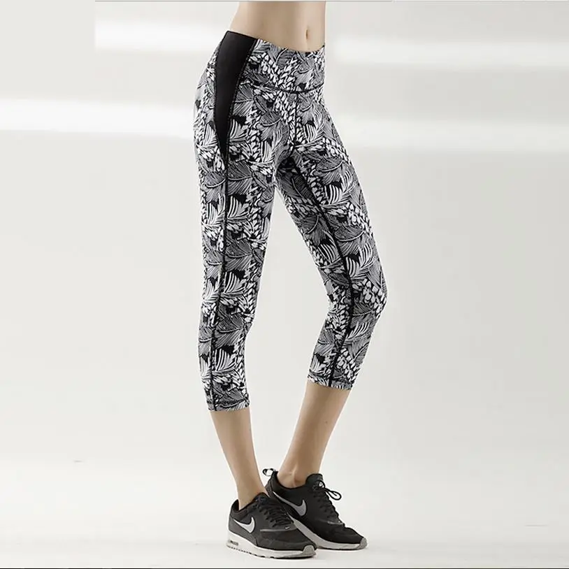 Sex font b Womens b font Stretched Print Capri Spandex Comfortable Gym Fitness Sports font b
