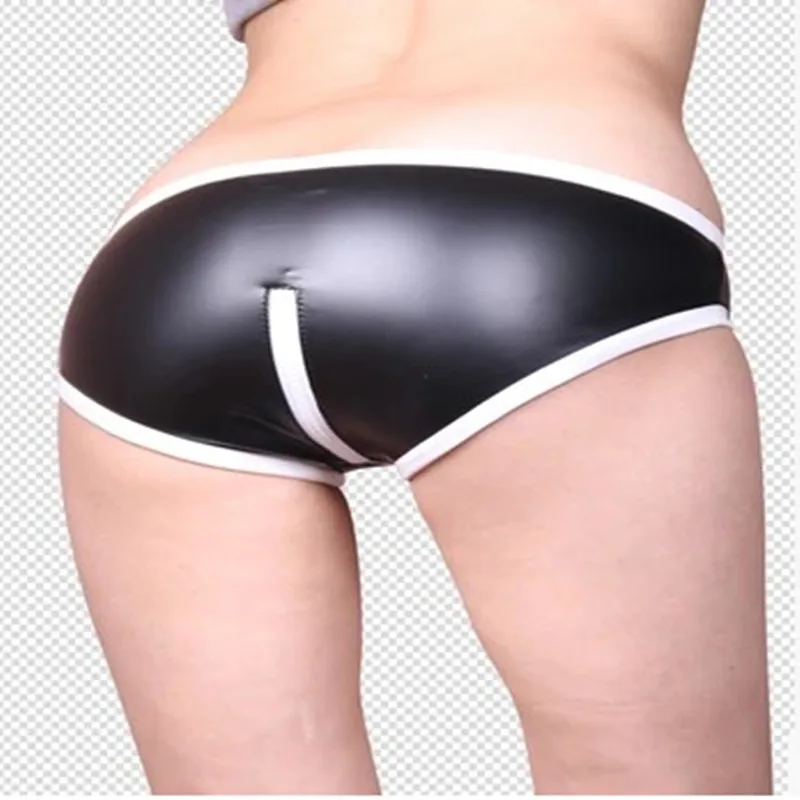 

Hipster Sexy Faux Leather PVC Shorts Open Zipper Crotch Shorts Women Club Party Cute Shorts