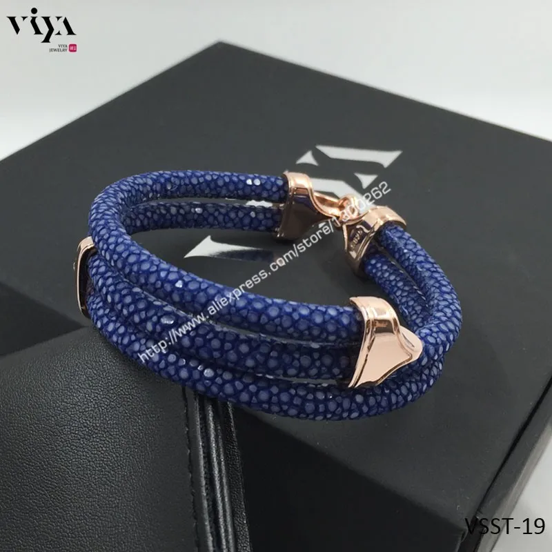 Genuine Stingray Skin leather bracelet Men-VSST-19 (9)
