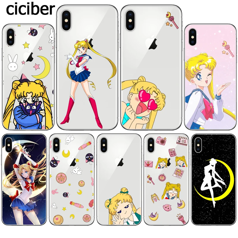 

Sailor Moon Cartoon Silicone Phone Cases for Apple iphone 8 7 6 6S PLUS X 10 5S 5 SE 8PLUS 7PLUS Soft Clear Capinha Cover Shell