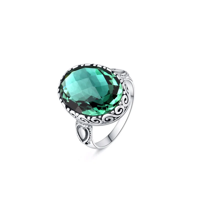 Подлинное серебряное кольцо 925 обручальные женские кольца изумруд натуральный камень зеленый кристалл регулируемые ювелирные изделия Bague