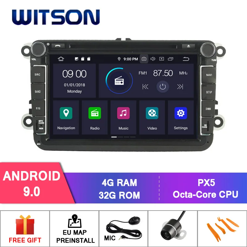 WITSON Android 9 0 IPS HD экран для VOLKSWAGEN SKODA SEAT CC автомобильный DVD 4 Гб RAM 32 8 Octa Core + 1024x600 DVR/WIFI DAB
