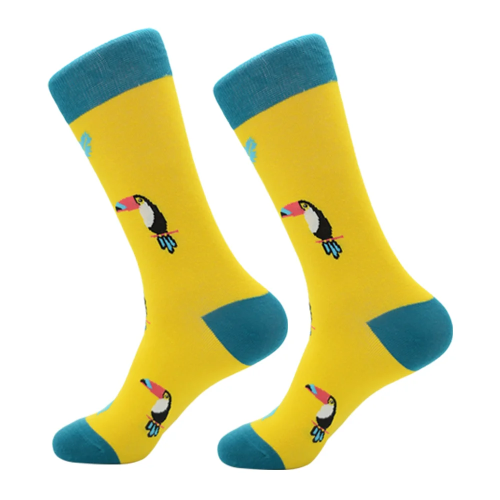 Jhouson/1 пара забавных мужских модных разноцветных носков с принтом авокадо, клубники, банана, яйца, гамбургера, яблока - Цвет: 01719