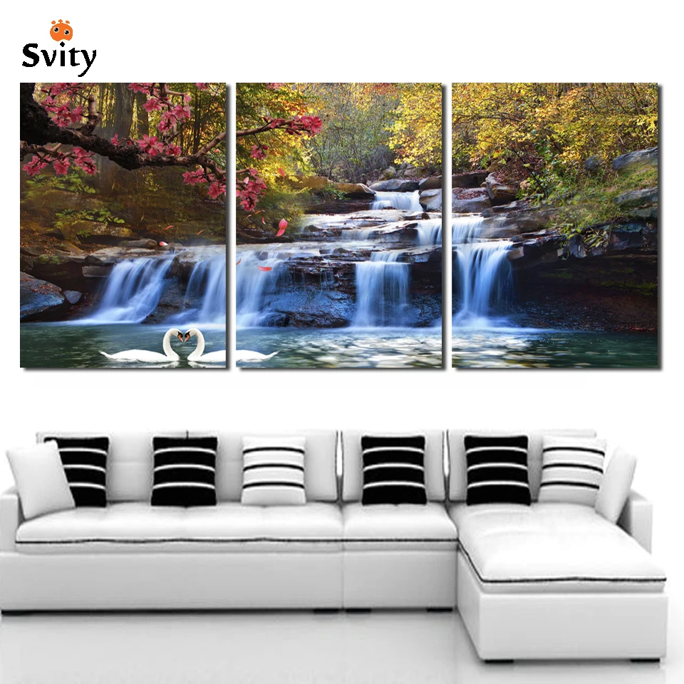 3 шт. настенная живопись сильный водопад естественная красота Печать на холсте