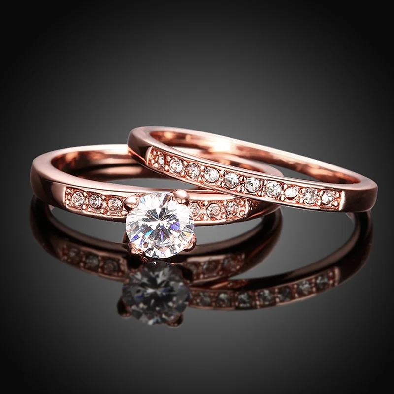 Classic Female Ring  Combination Rose  Gold  Color Rings  for 