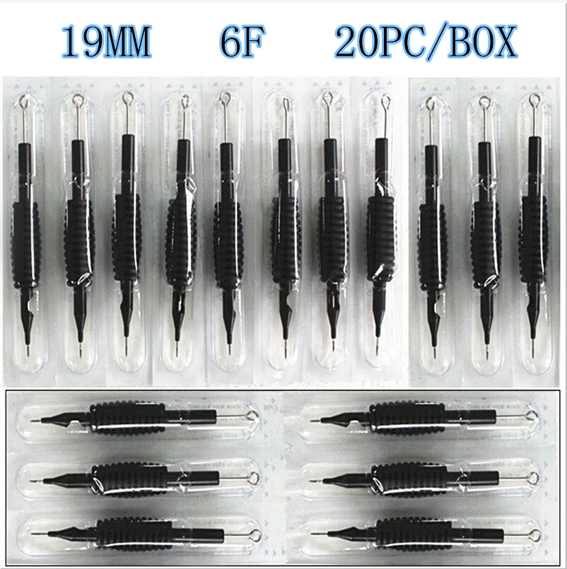 Yilong 20 x одноразовые Насадки для татуажа трубки с Вышивка Крестом Иглы Ассорти 6f Размеры 3/4 "(19 мм) для татуировки Вышивка Крестом Иглы чернил