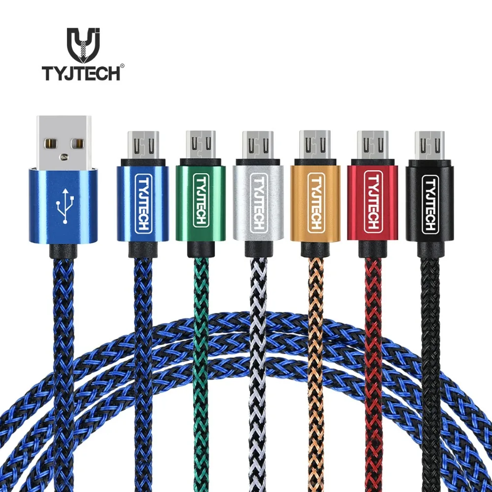 Hot Sell For font b Android b font Phones Nylon braided Cable 1M Micro USB Charging