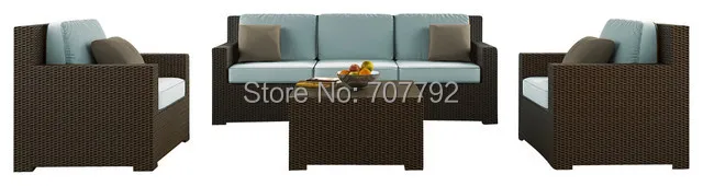 4 шт. открытый плетеные диван, шоколад, плетеная и спа-подушки