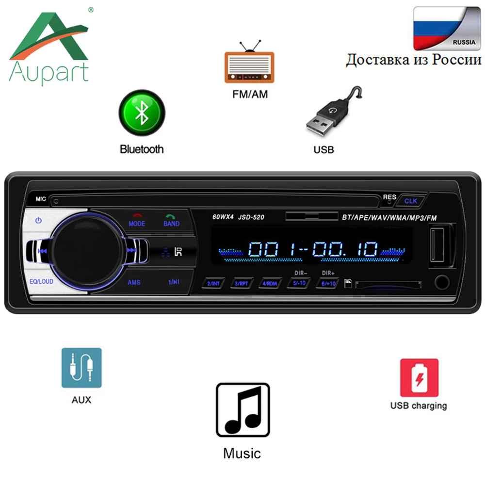Singolo DIN autoradio 12/ V FM Ricevitore Radio Lettore MP3/ USB//SD//TF//FM//Ingresso AUX//Audio Ricevitore con Telecomando AOLVO Bluetooth Auto Audio Stereo Receiver Digital Media Player