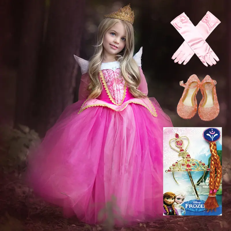 DAYLEBABY Princess Girl Elsa Dress Costume For Kids Sleeping Beauty Halloween Children Clothing Aurora Fancy Wear | Детская одежда и