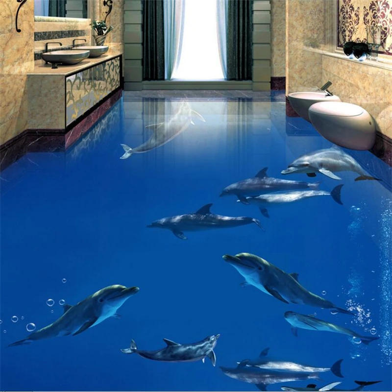 beibehang Custom Photo Floor Painting Wall Stickers Dolphin Dance Underwater World 3D 3D Bathroom Living Room Floor Painting в мире танца пособие для чтения по английскому языку the world of dance english reading book учебное пособие