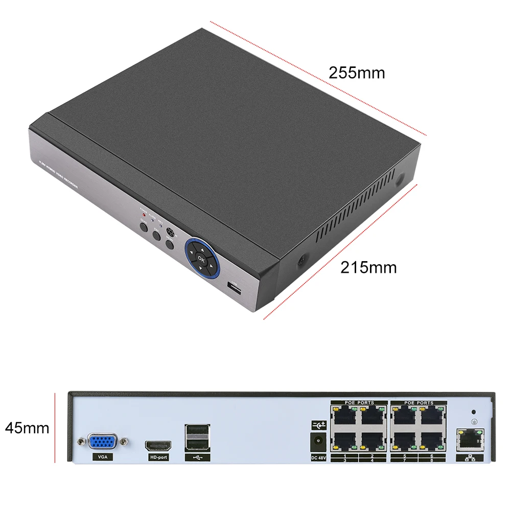 Камера видеонаблюдения USAFEQLO 4 канала 8 каналов H.265 POE NVR 48 В 4K 5 МП 1080P с