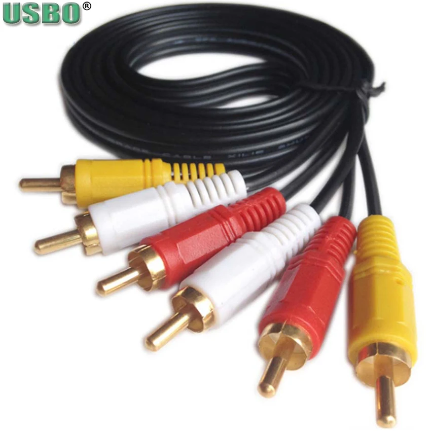 New 1.5M 3M 5M 10M 15M 20M 4N OFC 3 to 3 audio video AV cable TV set-top box cable 6 in one 3RCA Male Extension AV Cable