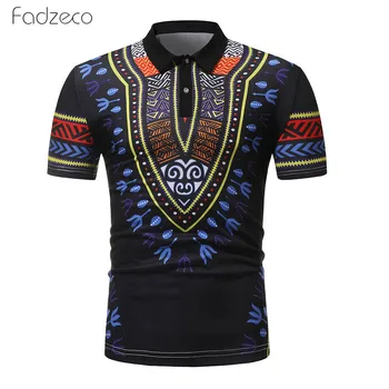 

Fadzeco 2019 African Tribal Print Shirt Polo Collar Male Dashiki Short Sleeve Top Fashion Casual Men Shirt African Clothing