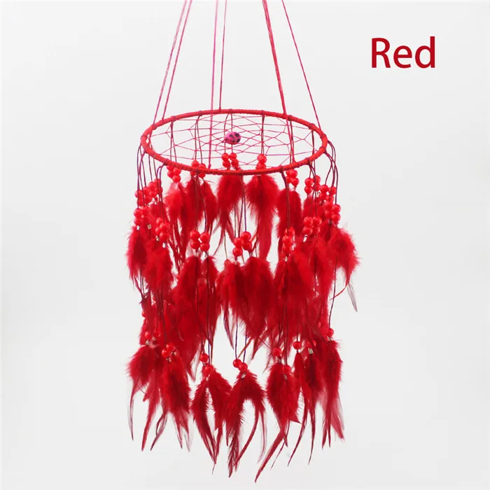 12 colores nueva moda original colgante pluma perla atrapasueños campanas de viento estilo indio colgante atrapasueños regalo