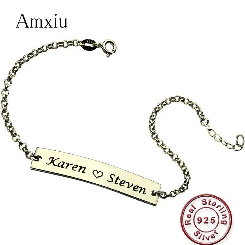 Silver heart bracelet with two names