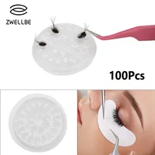 Zwellbe 100 шт одноразовый клей в форме цветка держатель для наращивания ресниц клей прозрачный пластиковый прокладка колодки клей поддон
