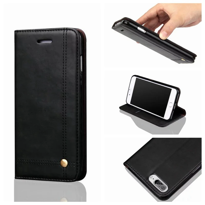 Thumb Slide Card Wallet Case For iPhone 7 6S Plus Luxury Magnet Leather Flip Cover Cases for 5s plus Coque SE Shell | Мобильные